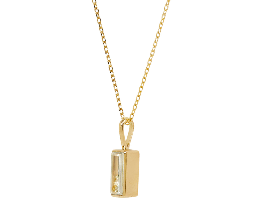 Small Rectangle White Sapphire Kaleidoscope Shaker Pendant Necklace