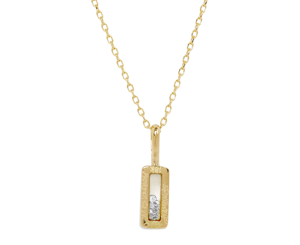 Small Rectangle White Sapphire Kaleidoscope Shaker Pendant Necklace