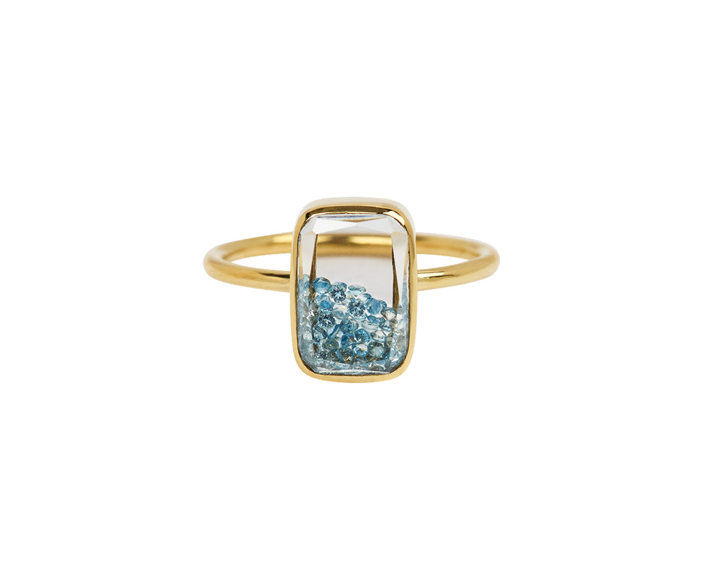 Petite Aquamarine Kaleidoscope Shaker Ring
