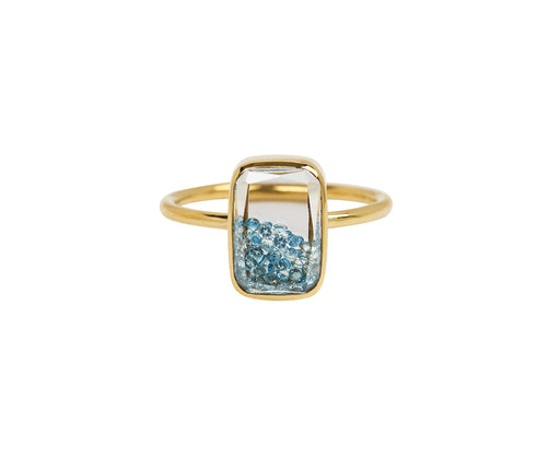 Petite Aquamarine Kaleidoscope Shaker Ring
