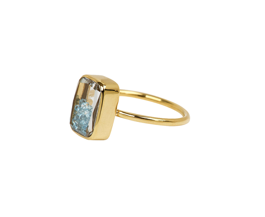 Petite Aquamarine Kaleidoscope Shaker Ring