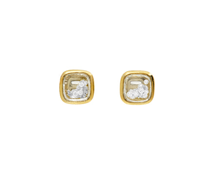 Square White Diamond Kaleidoscope Stud Earrings