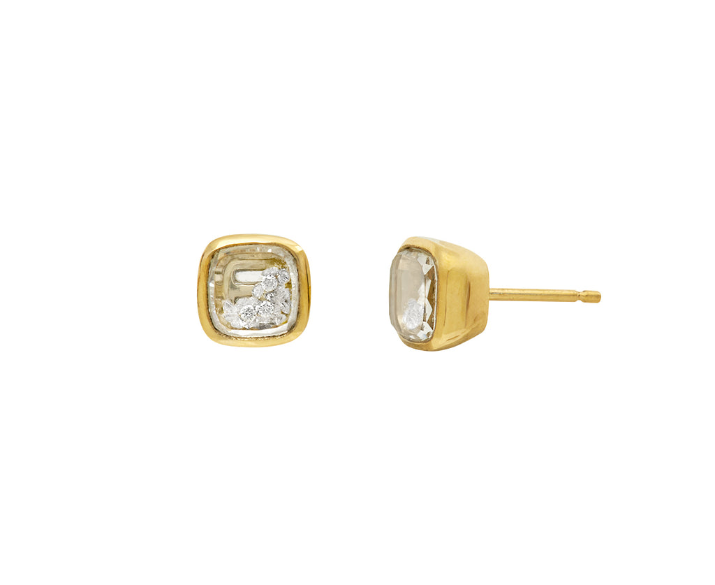 Square White Diamond Kaleidoscope Stud Earrings