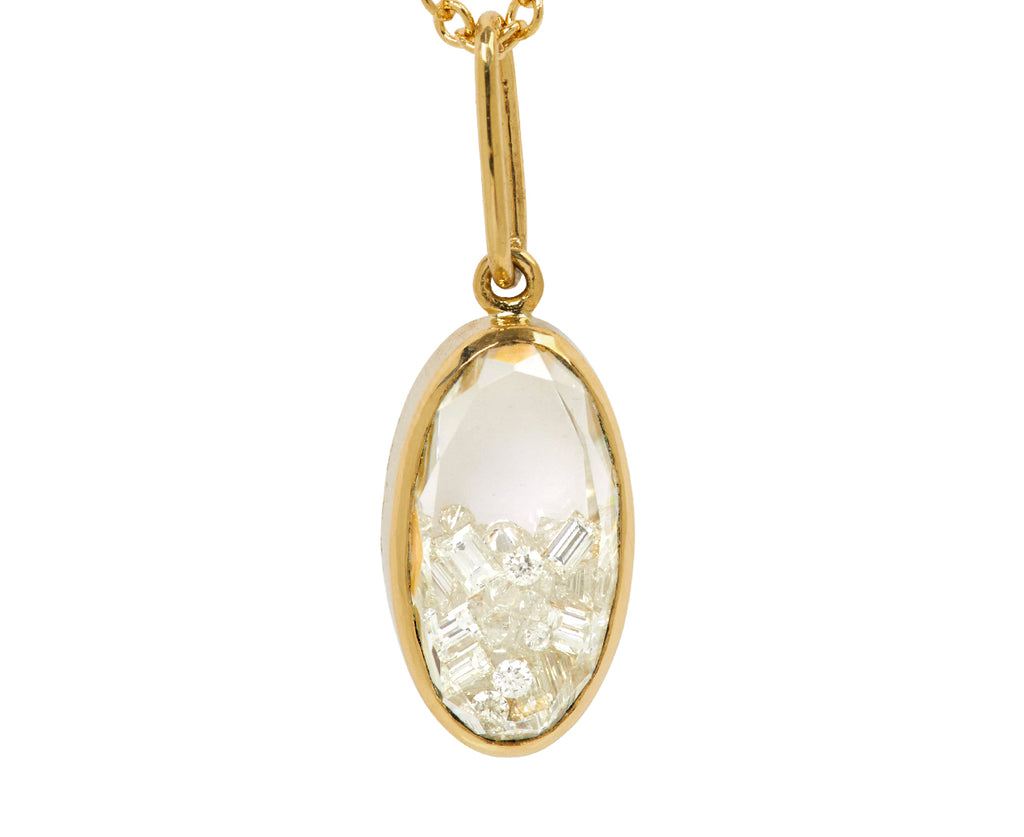 Oval Diamond Kaleidoscope Shaker Pendant Necklace