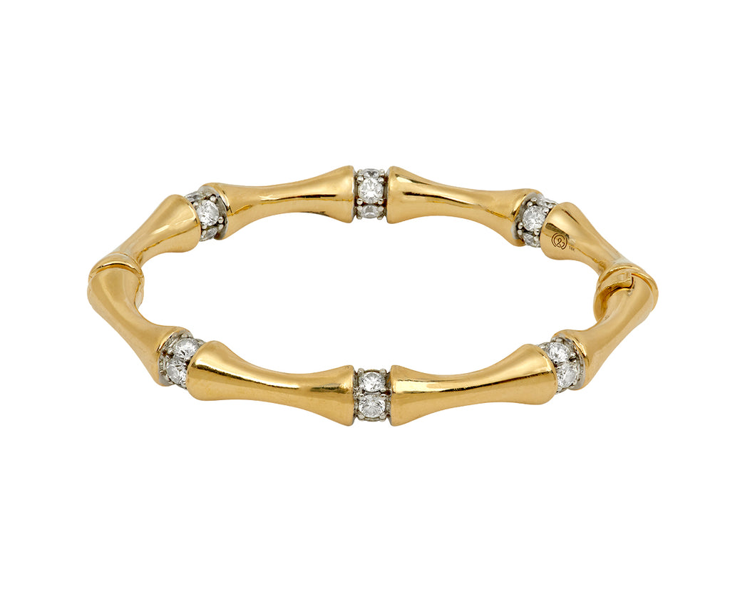Round Diamond Bamboo Bangle Bracelet