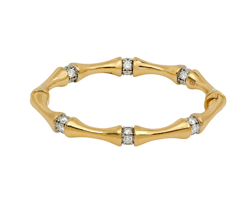 Round Diamond Bamboo Bangle Bracelet