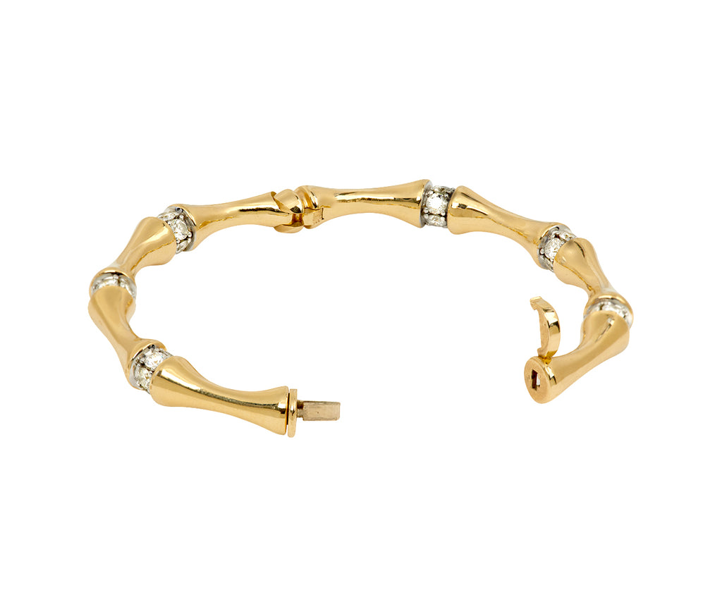 Round Diamond Bamboo Bangle Bracelet