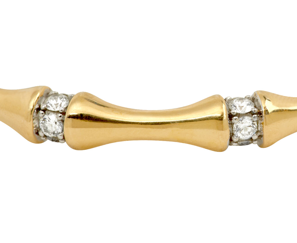 Round Diamond Bamboo Bangle Bracelet