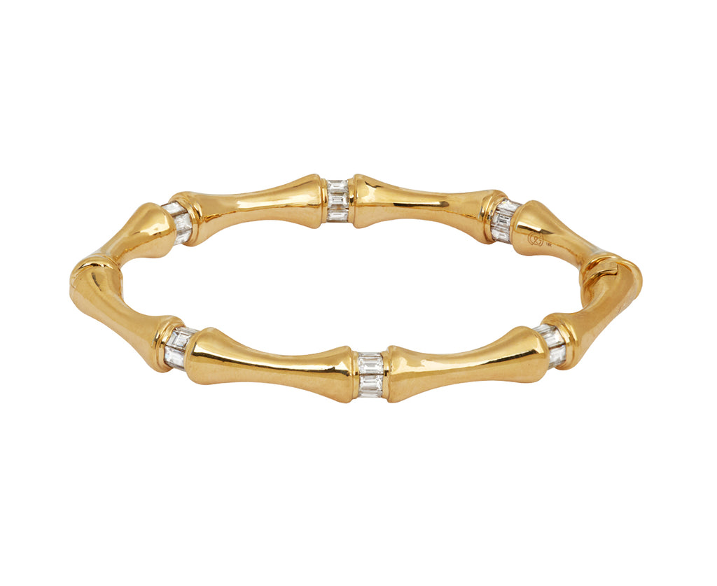 Baguette Diamond Bamboo Bangle Bracelet