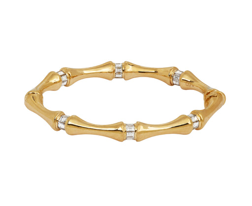 Baguette Diamond Bamboo Bangle Bracelet