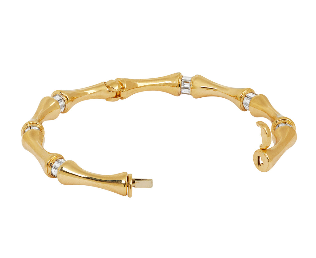 Baguette Diamond Bamboo Bangle Bracelet