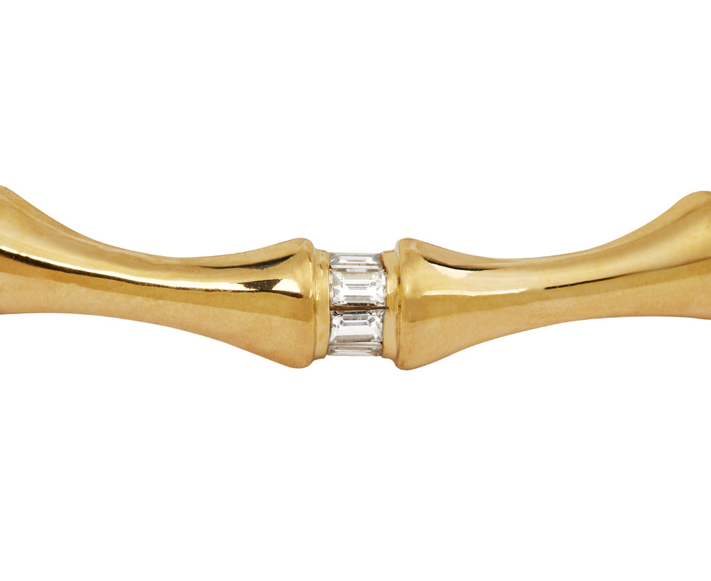 Baguette Diamond Bamboo Bangle Bracelet