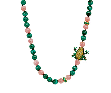 Green Frog Clasp Beaded Necklace