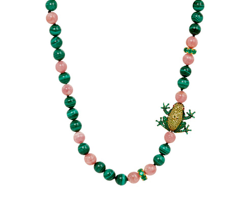 Green Frog Clasp Beaded Necklace
