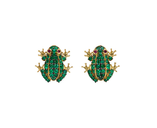 Emerald Frog Stud Earrings