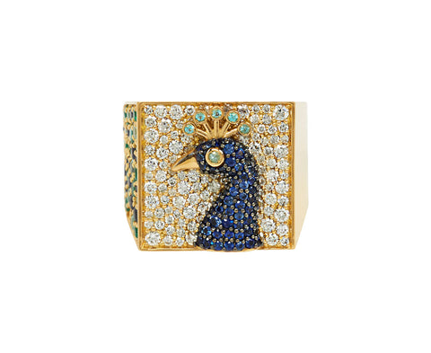 FTF Signet Ring - Sapphire/Emerald/Diamond - TWISTonline 
