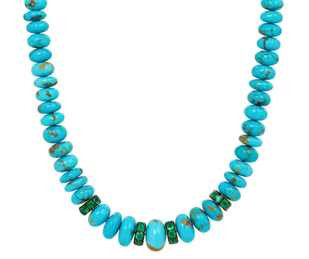 Turquoise Rondelle Necklace with Emerald Beads