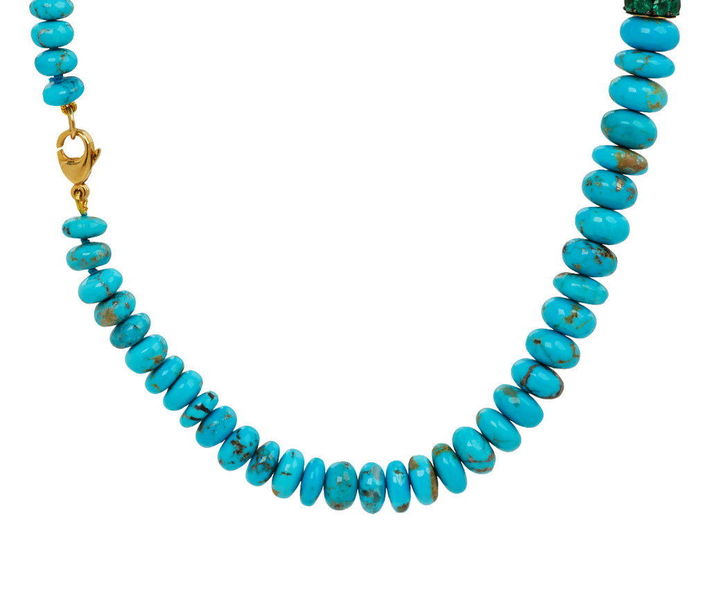 Turquoise Rondelle Necklace with Emerald Beads