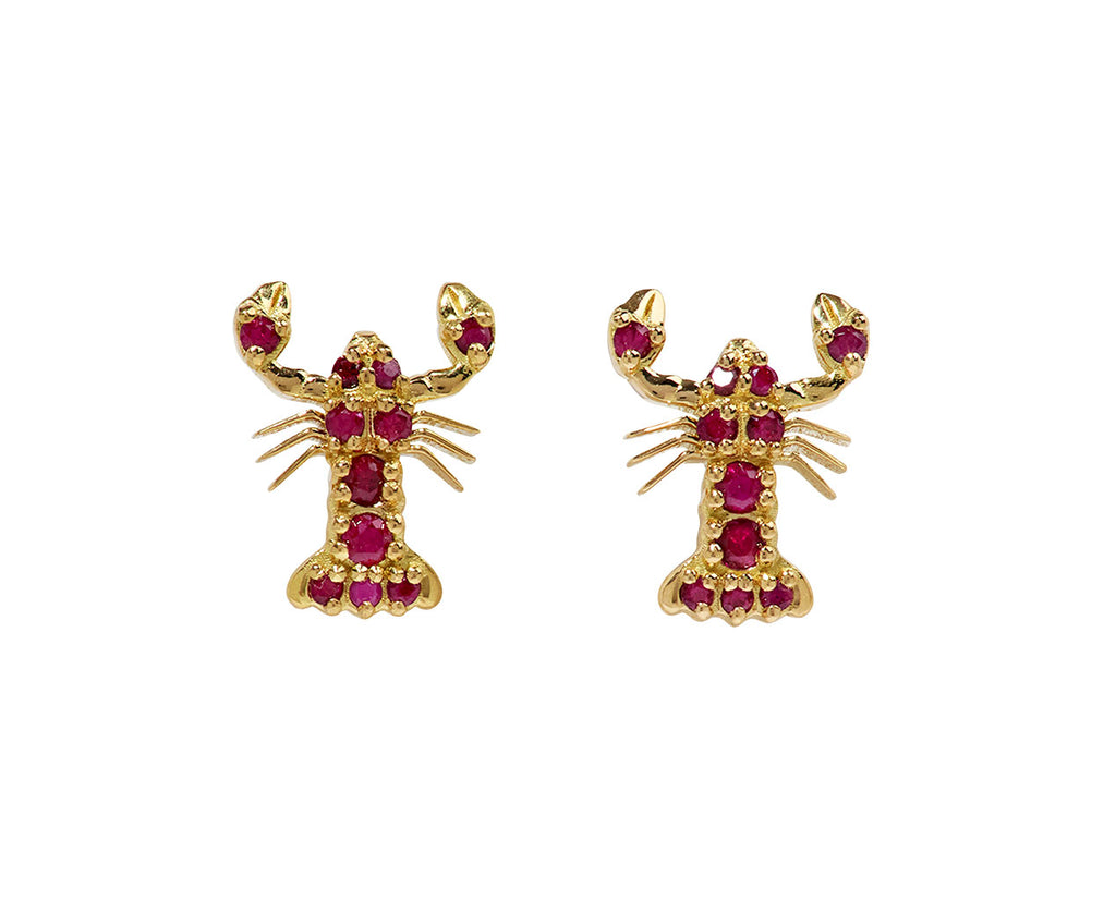 Ruby Lobster Stud Earrings