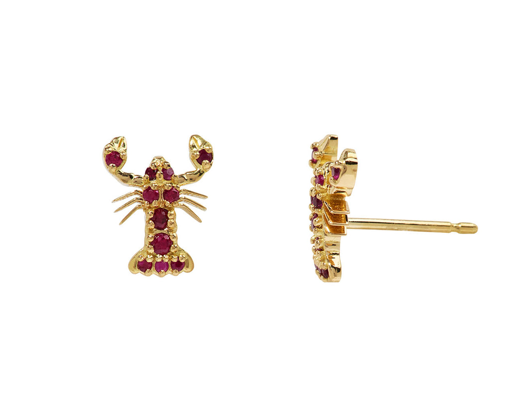 Ruby Lobster Stud Earrings