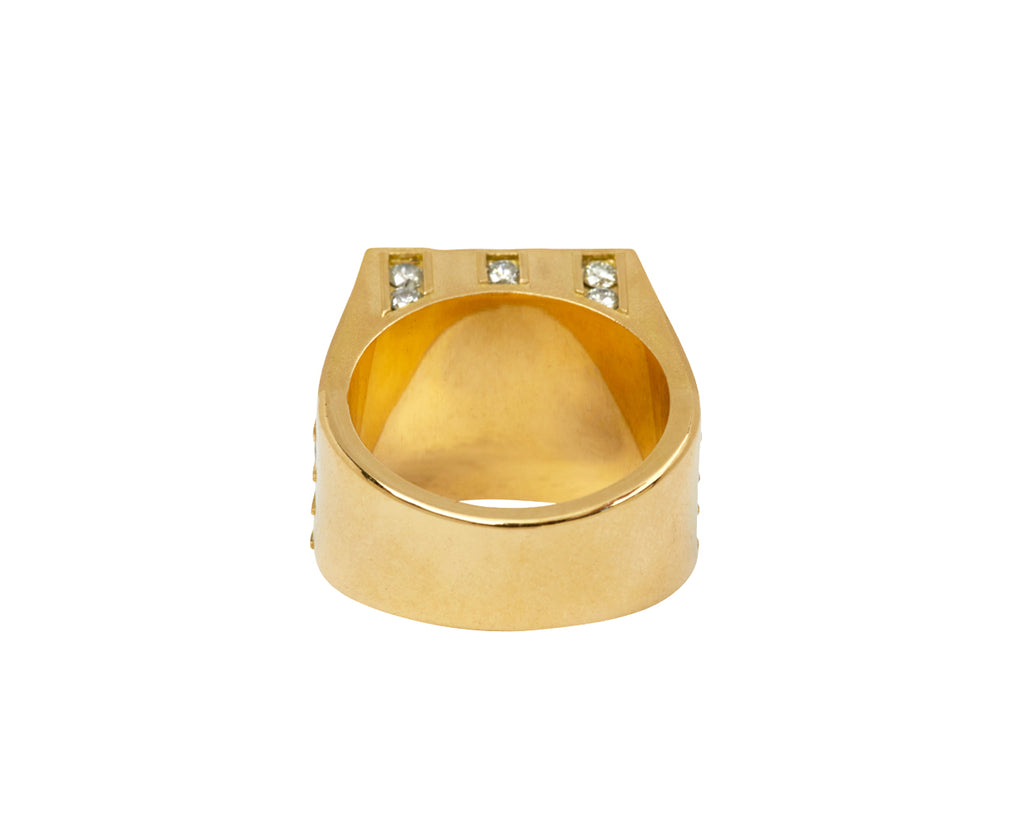 Lapis and Diamond Sunray Signet Ring
