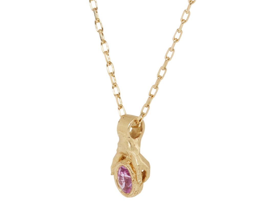 Fraser Hamilton Pink Sapphire Hand Pendant Necklace - Angled View