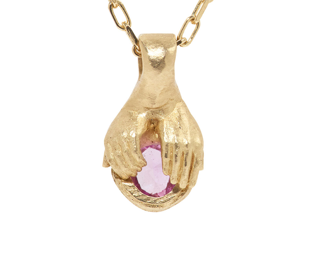 Fraser Hamilton Pink Sapphire Hand Pendant Necklace - Closeup Back