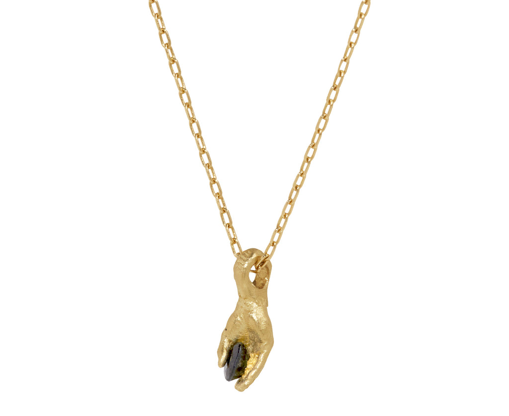 Fraser Hamilton Black Sapphire Heart Hand Pendant Necklace - Side View