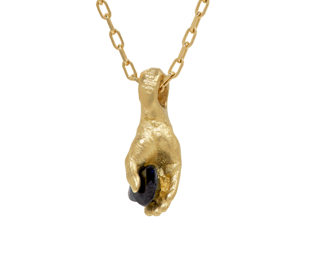 Fraser Hamilton Black Sapphire Heart Hand Pendant Necklace - Closeup