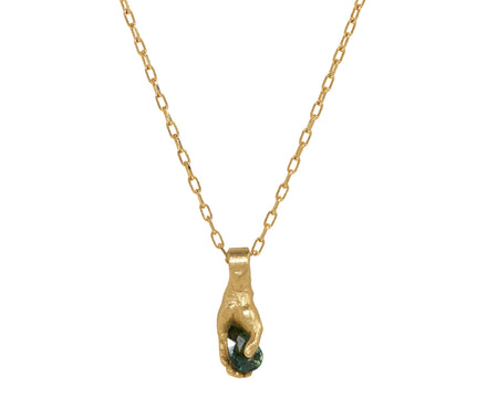 Fraser Hamilton Green Sapphire Hand Heart Pendant Necklace