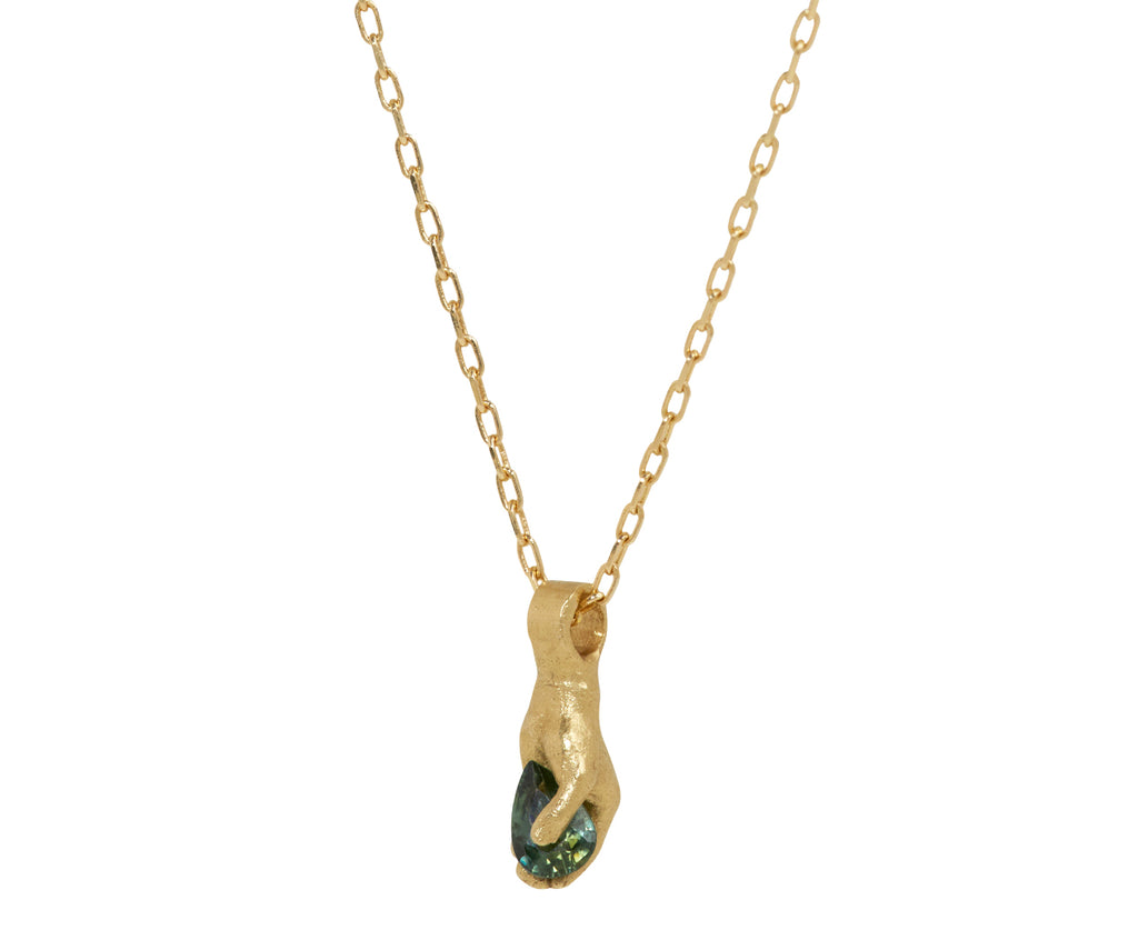 Fraser Hamilton Green Sapphire Hand Heart Pendant Necklace - Side View
