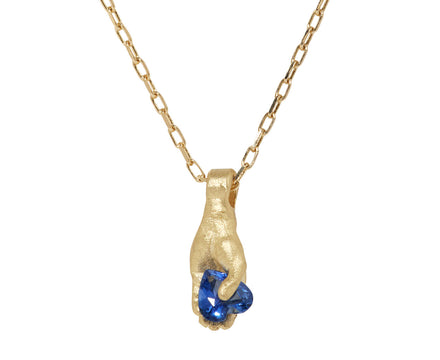Fraser Hamilton Heart Sapphire Hand Pendant Necklace
