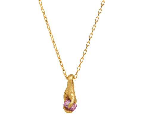 Fraser Hamilton Bubblegum Sapphire Hand Pendant Necklace