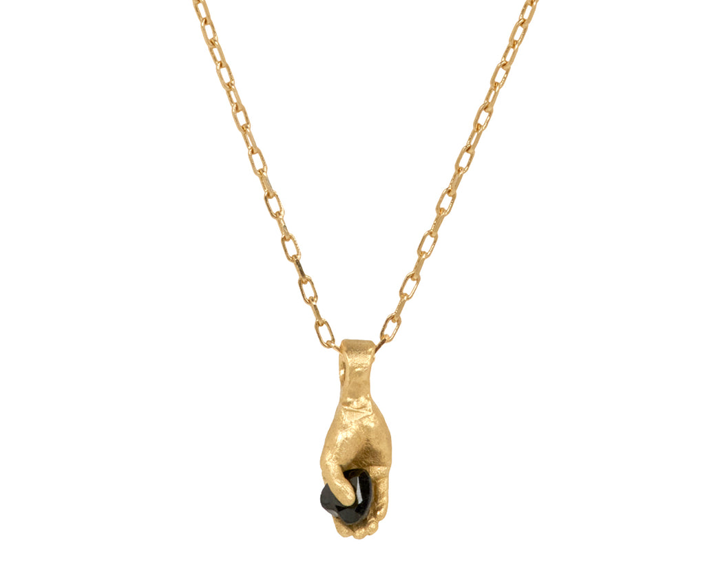 Black Sapphire Hand Heart Pendant Necklace - TWISTonline 