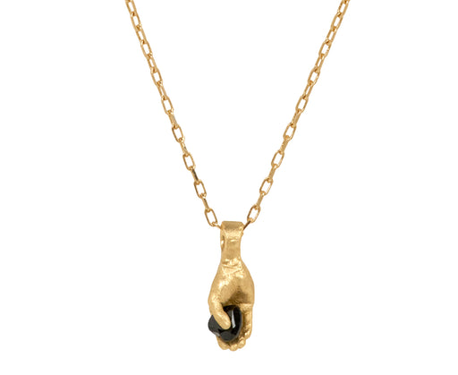 Black Sapphire Hand Heart Pendant Necklace - TWISTonline 