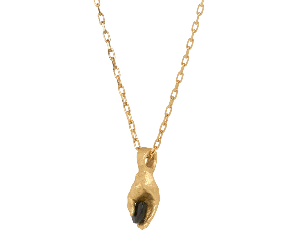 Black Sapphire Hand Heart Pendant Necklace - TWISTonline 