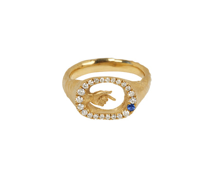 Fraser Hamilton Diamond and Blue Sapphire Cicerone Ring