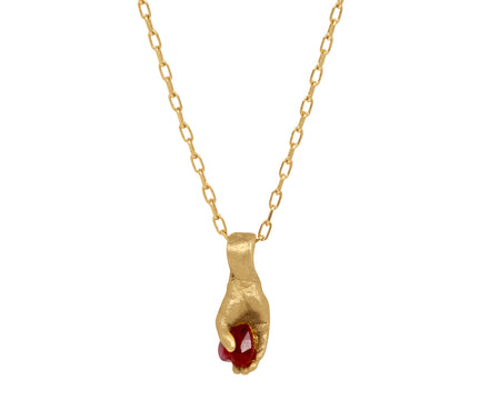 Fraser Hamilton Ruby Hand Heart Pendant Necklace