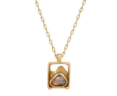 Opal Mountain Scape Pendant Necklace