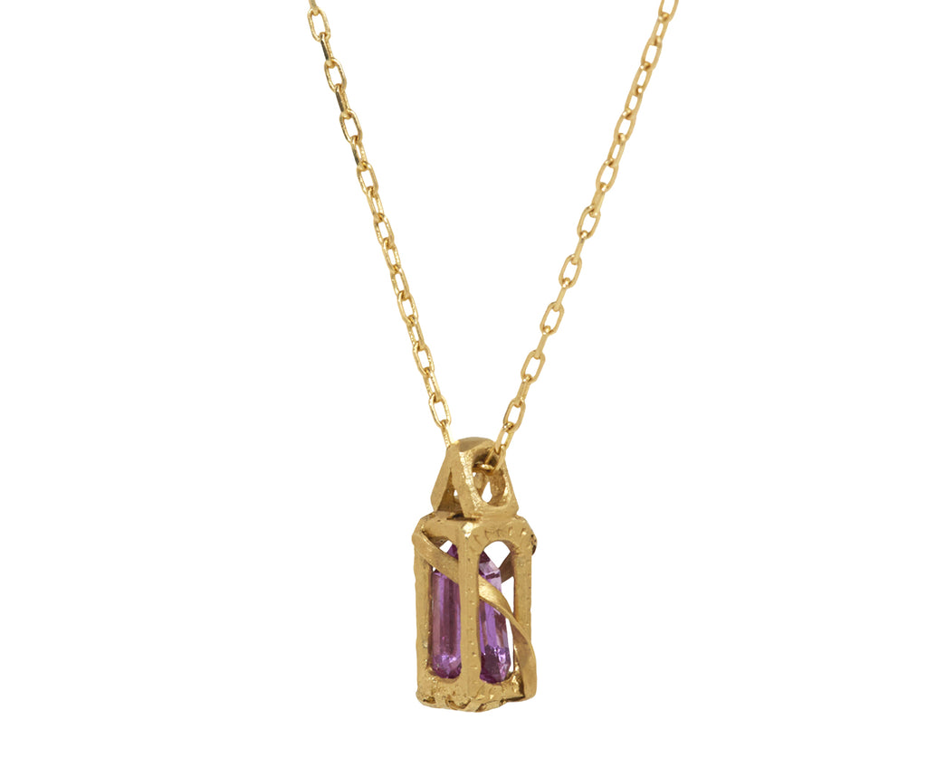 Fraser Hamilton Palanquin Pink Shield Cut Sapphire Pendant Necklace - Side View