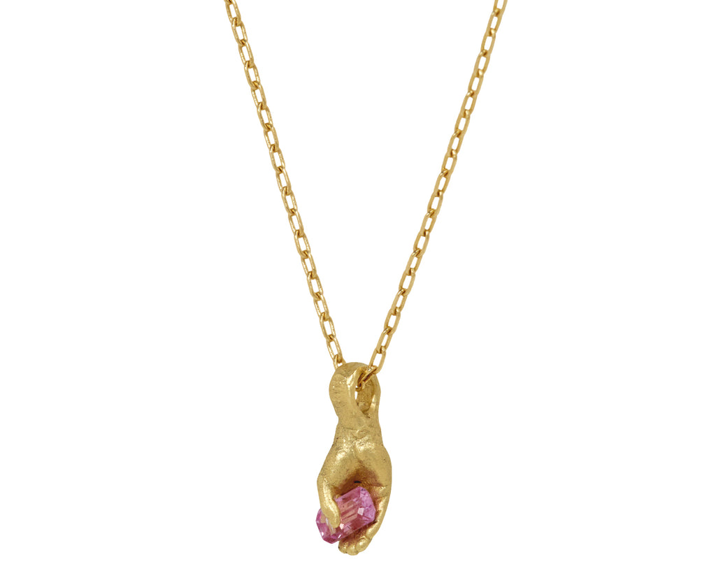 Fraser Hamilton Bubblegum Sapphire Hand Pendant Necklace - Side View