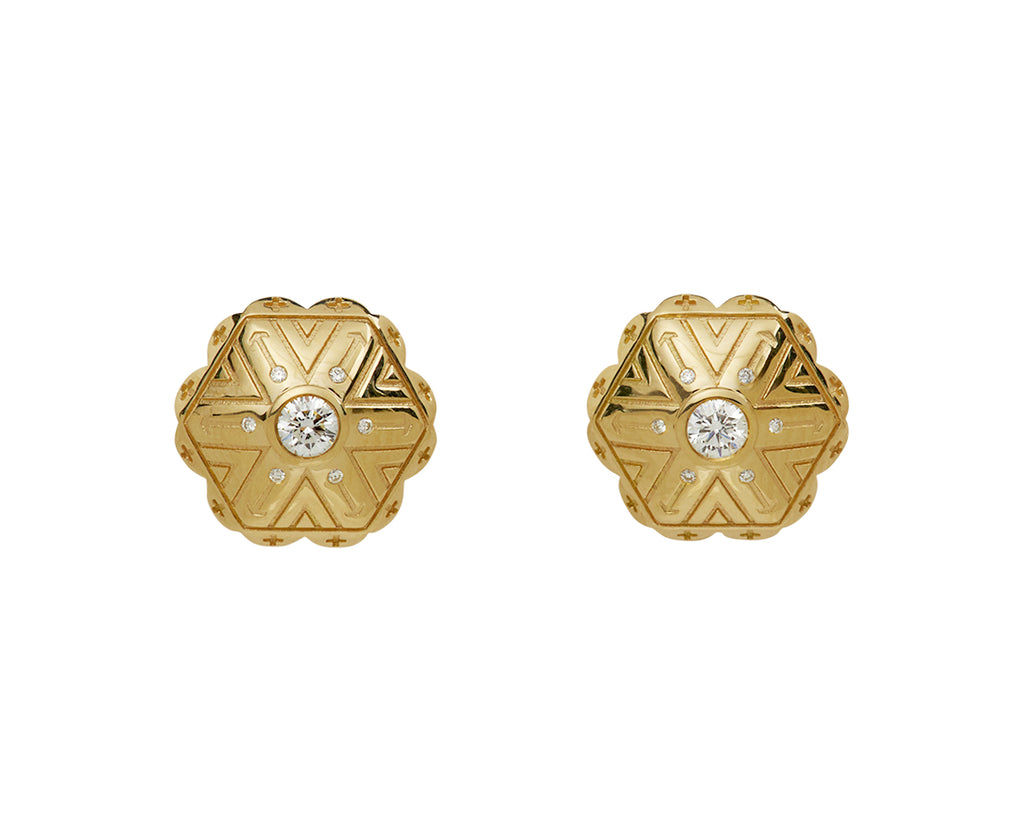 Harwell Godfrey Diamond Concho Stud Earrings