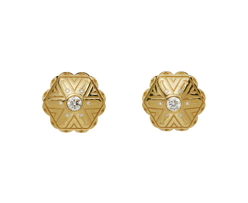 Harwell Godfrey Diamond Concho Stud Earrings