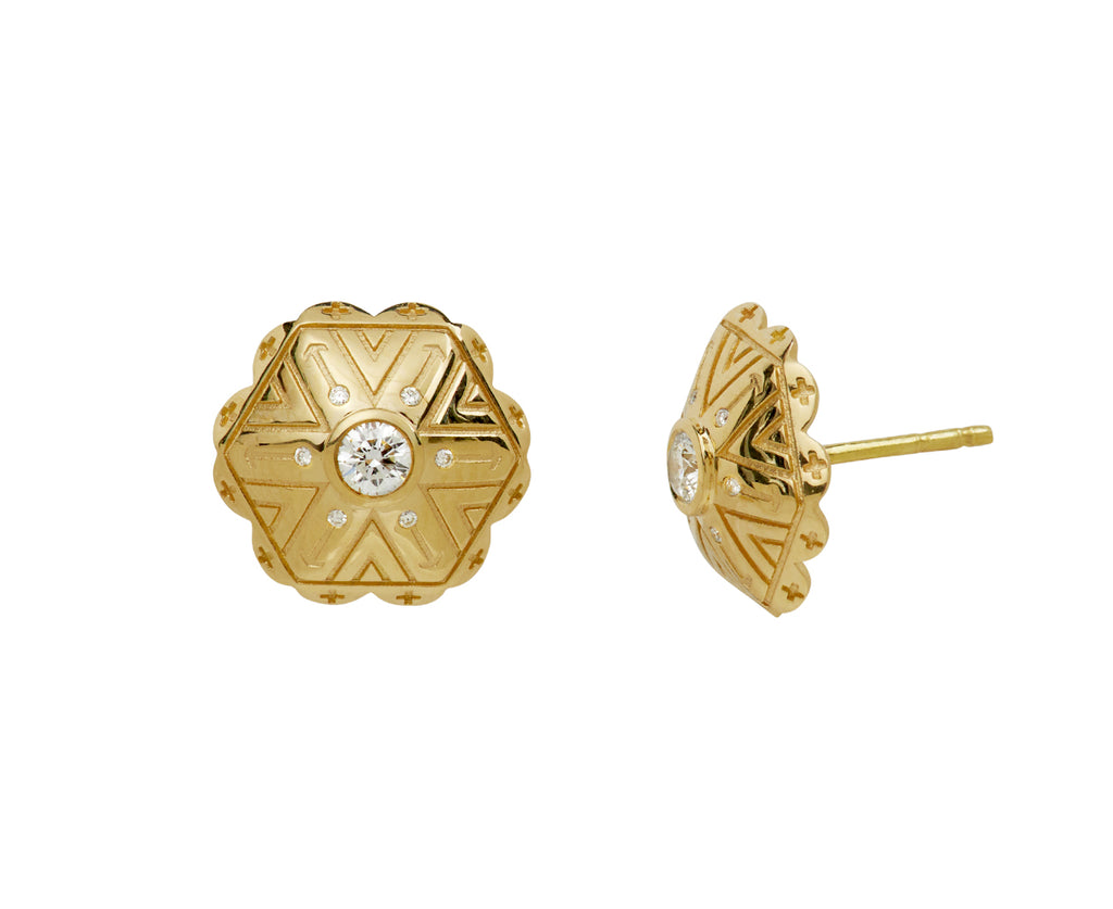 Harwell Godfrey Diamond Concho Stud Earrings - side