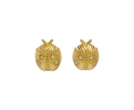 Diamond Ladybug Stud Earrings