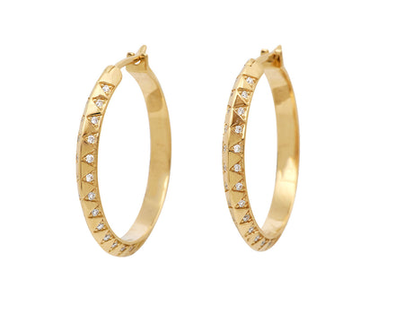 Diamond Skinny Talisman Hoop Earrings