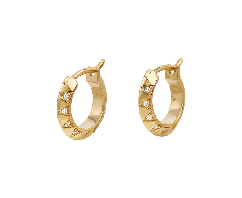 Skinny Diamond Talisman Huggie Hoop Earrings