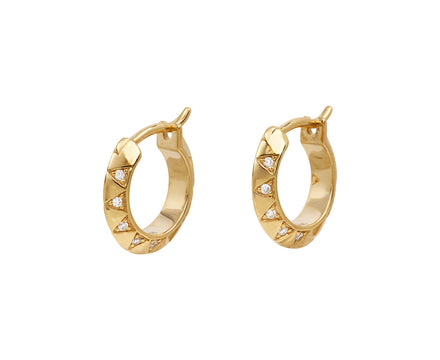 Skinny Diamond Talisman Huggie Hoop Earrings