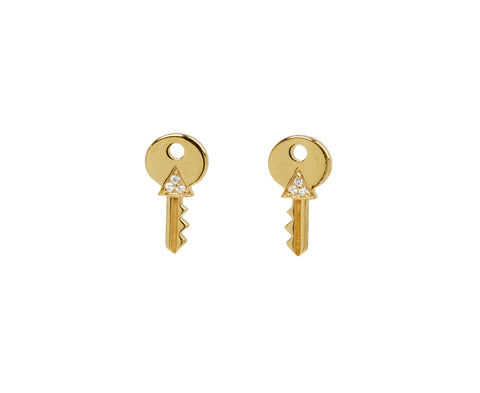 Tiny Key Stud Earrings