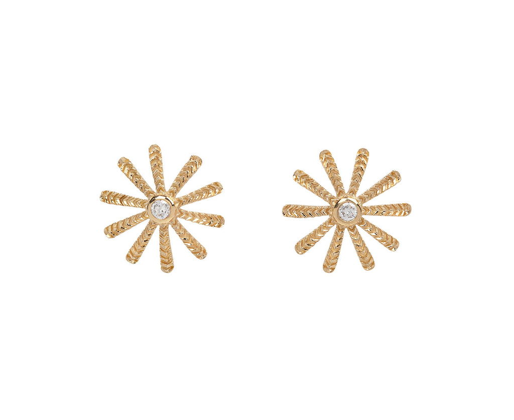 Diamond Tiny Sunflower Stud Earrings